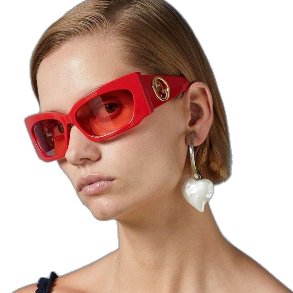 🕶️ New Gucci GG1412S 004 Sunglasses - Red Frame, Red Lenses - Picture 7 of 12